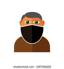 Vector Gangster Icon Isolated on White Background. Flat Design