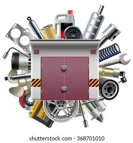 Vector Garage with Car Spares