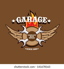 vector garage label. Vector automotive, motorcycle badge. Signs and labels.