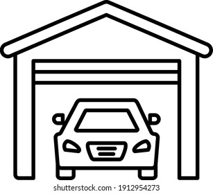 Diseño del icono de contorno del vector Garage
