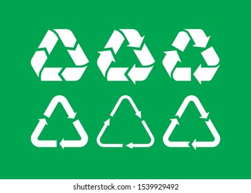 Vector Garbage recycling symbols. Vector recycling arrows. Reuse Reduce Recycle. Trash recycle set.