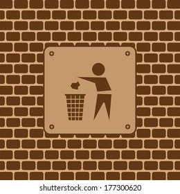 Vector garbage sign in the wall 