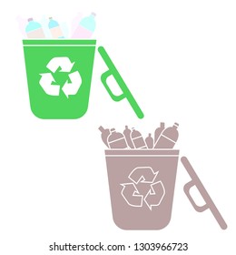 vector garbage trash can isolated sign - recycling junk basket garbage sign symbol .
