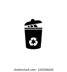 vector garbage trash can isolated sign - recycling junk basket garbage sign symbol. delete icon