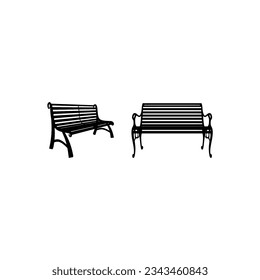 Vector Garden Chair with 2 models to choose from. black and white, line art. For garden design decorations in the form of vectors and silhouettes.