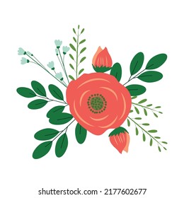Vector garden cute bouquet on a white background
