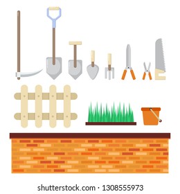 Vector garden equipment on a white background can be used for your design needs. EPS10 file. - Vector