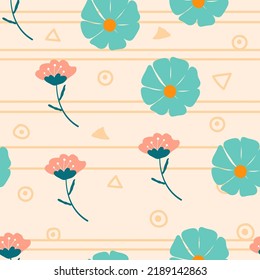 Vector garden flower seamless repeat pattern design background. Perfect for modern wallpaper, fabric, 
home decor, and wrapping projects.