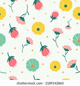 Vector garden flower seamless repeat pattern design background. Perfect for modern wallpaper, fabric, 
home decor, and wrapping projects.