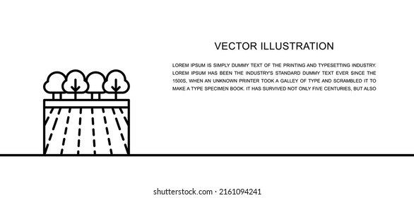 Vector garden landscape one line icon. Continuous one line illustration.