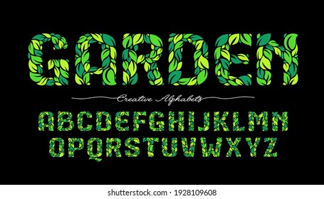 Vector Of Garden Leafs Abstract Font And Alphabet