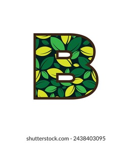 Vektor von Gartenblättern abstrakte Schriftart und Alphabet, Garten grünes Blatt Alphabet Illustration Buchstabe B