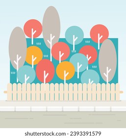 Vector garden on urban street, illustration, flat design 