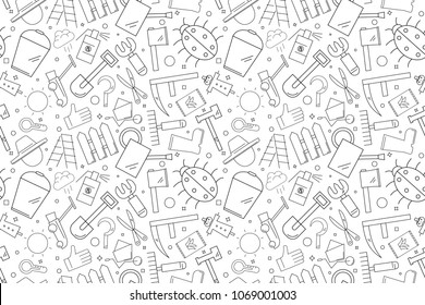 Vector garden pattern. Garden seamless background	