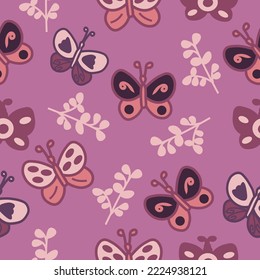 Vector garden tea party purple seamless background. Perfect for fabric, wallpaper, scrapbooking 