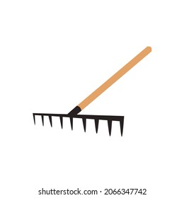 herramientas de jardín vectorial, herramientas de arañado se utilizan para arañar el suelo o la ilustración de vectores de basura de herramientas de jardinería empacadas en unidades.
