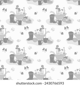Vector - garden tools seamless pattern, colored illustration.
