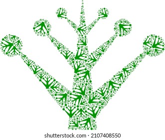 Collage del icono del árbol del jardín vectorial. El collage de árboles de jardín se organiza con pictogramas aleatorios de árbol de auto jardín. Collage fractal del icono del árbol de jardín.