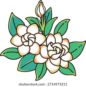 Elementos florales de la ilustración de la gardenia del Vector