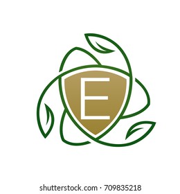 Vector Gardening Care Gold Letter E Logo