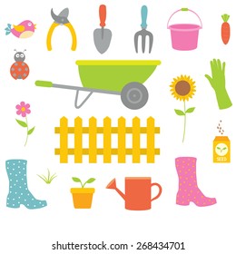 Vector gardening icon set