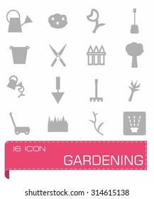 Vector Gardening icon set on grey background