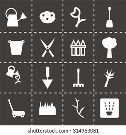 Vector Gardening icon set on black background