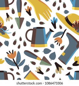 Vector  gardening seamless pattern.