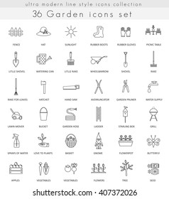 Vector Gardening ultra modern outline line icons for web and apps.