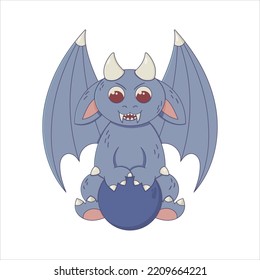 Vector gargoyle in a flat style. Mythical gargouille with fangs and claws.
