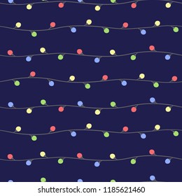 Vector garland pattern. Seamless Christmas lights background. illustration