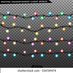 Vector Garlands. Christmas decoration. Christmas lights isolated realistic design elements.