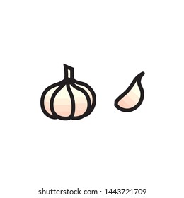 Vector garlic icon. Flat illustration of garlic isolated on white background. Icon vector illustration sign symbol.