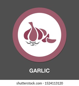 Vector Garlic Illustration, Organic Food Icon - Vegetables Symbol Isolated