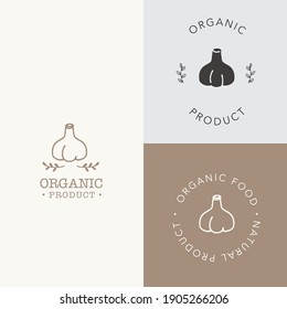 Vector garlic logo design template set