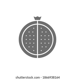 Vector garnet, pomegranate grey icon. Isolated on white background