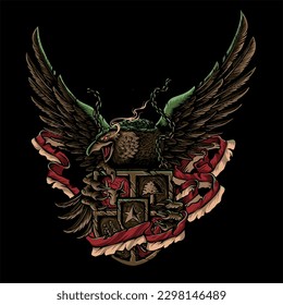 vector garuda pancasila with indonesian flag