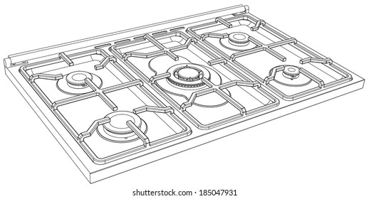 vector of gas cooker cast grid
