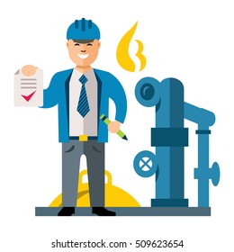 Vector Gas Manager. Flat style colorful Cartoon illustration.