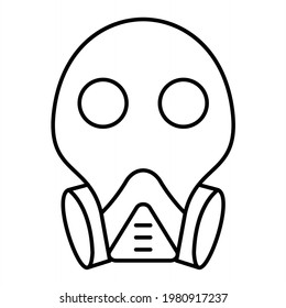 Diseño de iconos de esquema de máscara de gas de vectores
