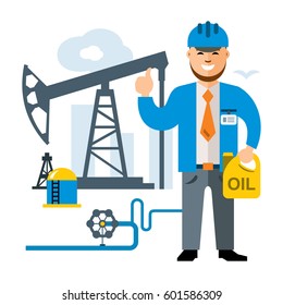 Vector Gas and Oil Industry. Flat style colorful Cartoon illustration.