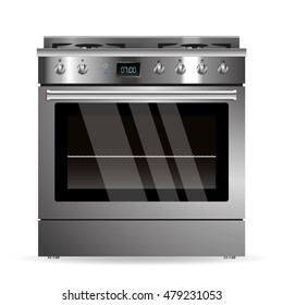 Vector gas oven silver design kitchen appliance