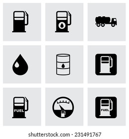 Vector gas station icon set on grey background