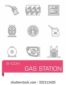 Vector Gas station icon set on grey background