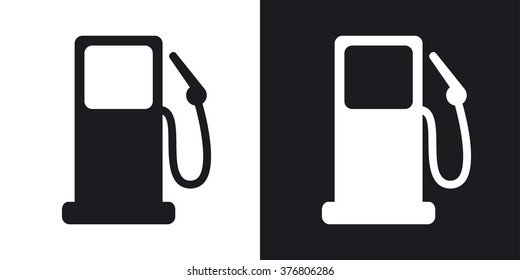 Vector gas station icon. Two-tone version on black and white background