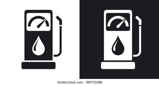 Vector gas station icon. Two-tone version on black and white background