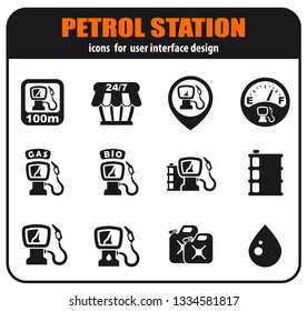 Vector gas station icons set for user interface design