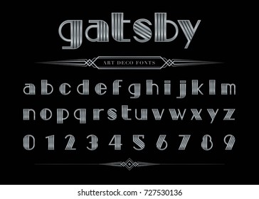 Vector Of Gatsby Font And Alphabet, Silver Letters Set