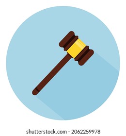 Icono de martillo vectorial. Icono plano del tribunal, martillo de subasta. Ilustración Del Magistrado Gavel Icono Plano Aislado. Puede Utilizarse Como Símbolos Martillo, Juez Y Gavel.