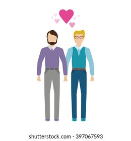 Vector gay family couple romantic icon isolated template. Love saint valentines day.